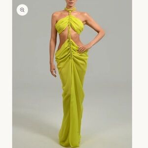 Vibrant Lime Backless Dress